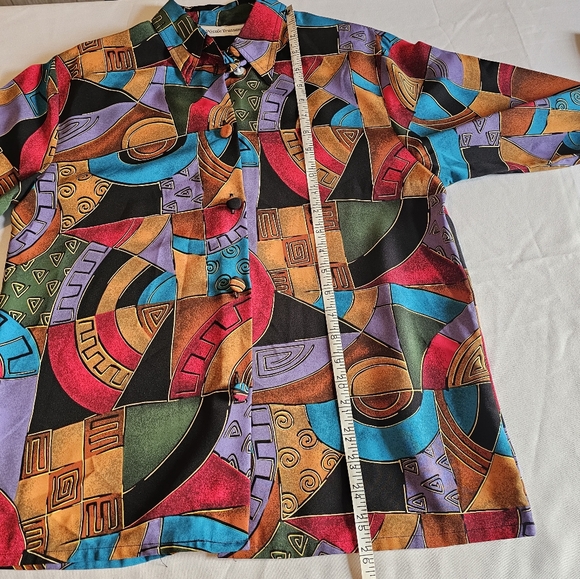 Quirky Colorful Printed Button Down Longsleeve Shirt Women's 6 - Picture 5 of 8